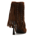 Chaddy Suede Fringe Heel Boot