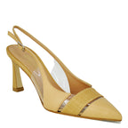 Charlotte Leather Raffia Heel Slingback