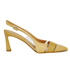 Charlotte Leather Raffia Heel Slingback