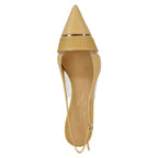 Charlotte Leather Raffia Heel Slingback