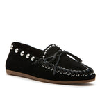 Ibiza Suede Tie Stitch Flat