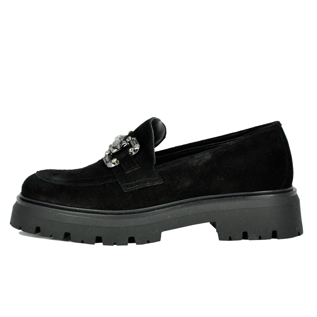 Layla Suede Crystal Lug Loafer