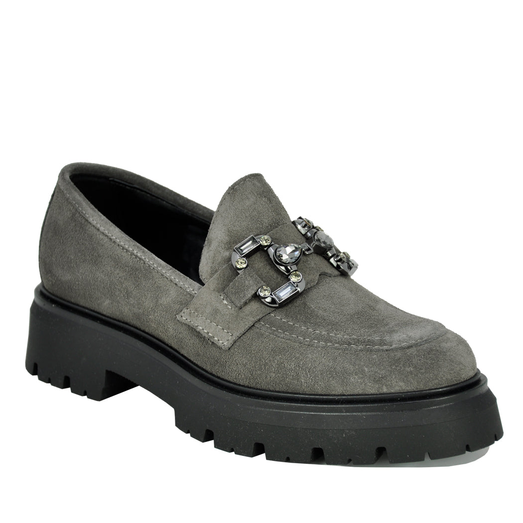 Layla Suede Crystal Lug Loafer