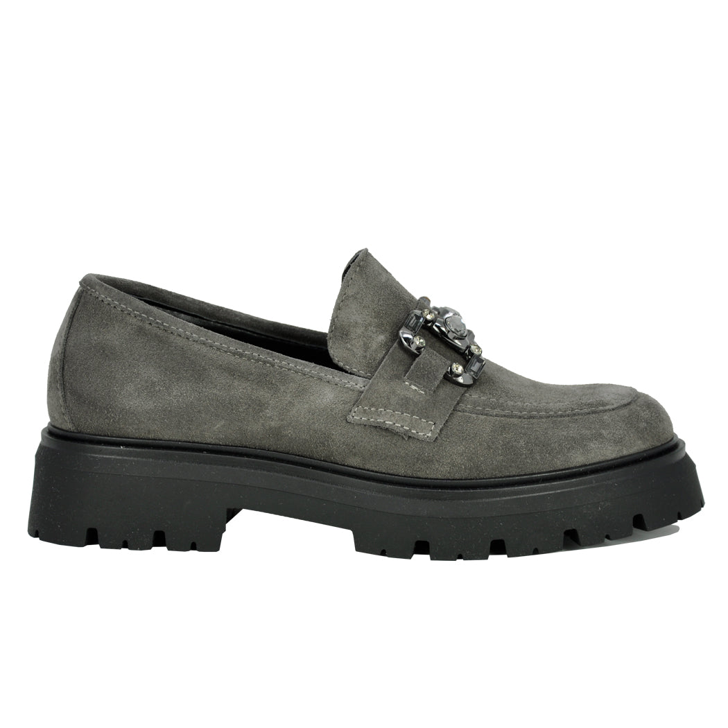 Layla Suede Crystal Lug Loafer