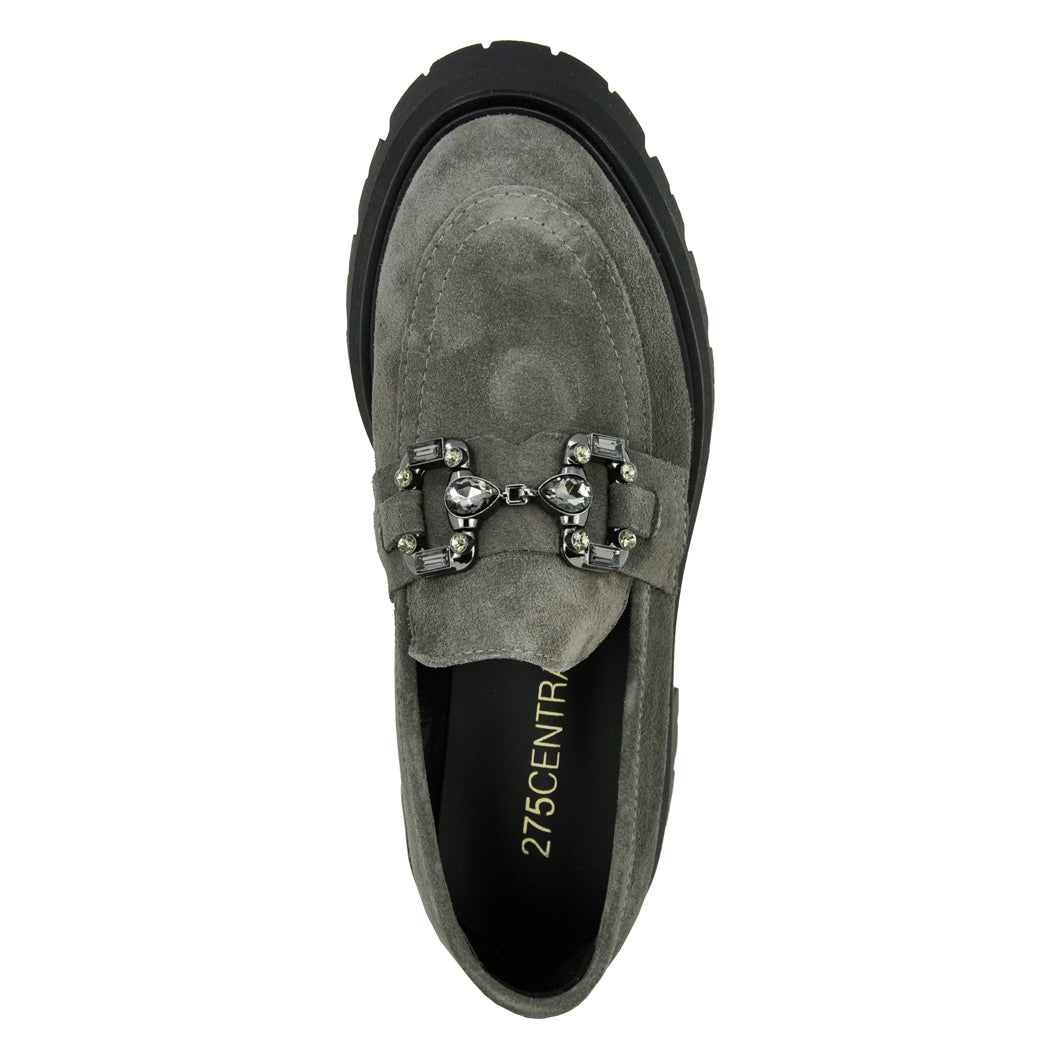 Layla Suede Crystal Lug Loafer