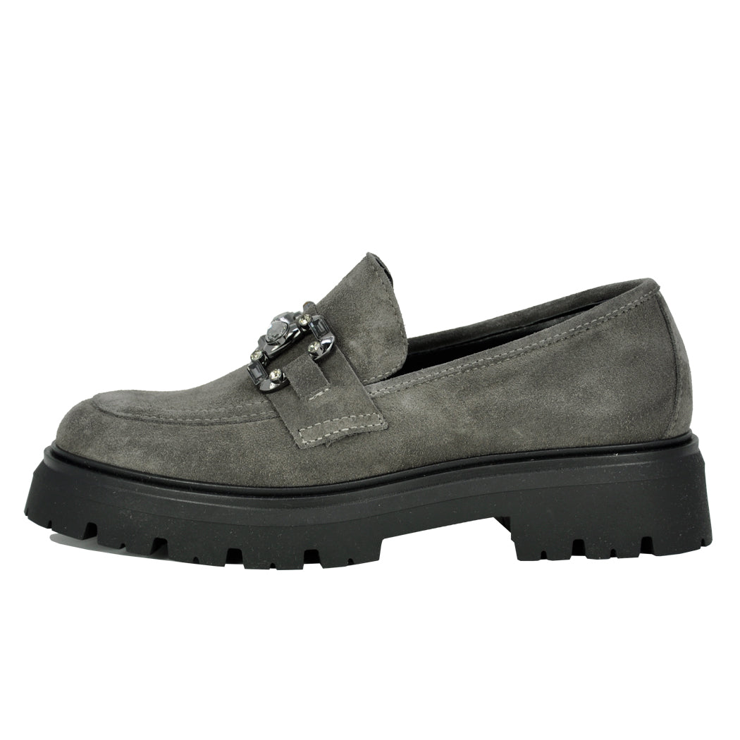 Layla Suede Crystal Lug Loafer