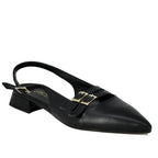 Livi Leather Buckles Flat Slingback