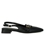 Livi Leather Buckles Flat Slingback