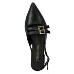 Livi Leather Buckles Flat Slingback