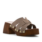 Penelope Suede Wood Heel Slide