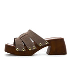 Penelope Suede Wood Heel Slide