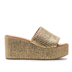 Sienna Metallic Raffia Wedge Slide