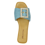 Sylvie Flat Raffia Buckle Slide