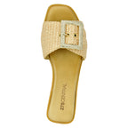 Sylvie Flat Raffia Buckle Slide