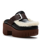 Plia-Amber Leather Fur Mule