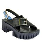 Plia-Juno Leather Buckle Platform Sling