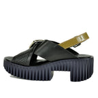 Plia-Juno Leather Buckle Platform Sling