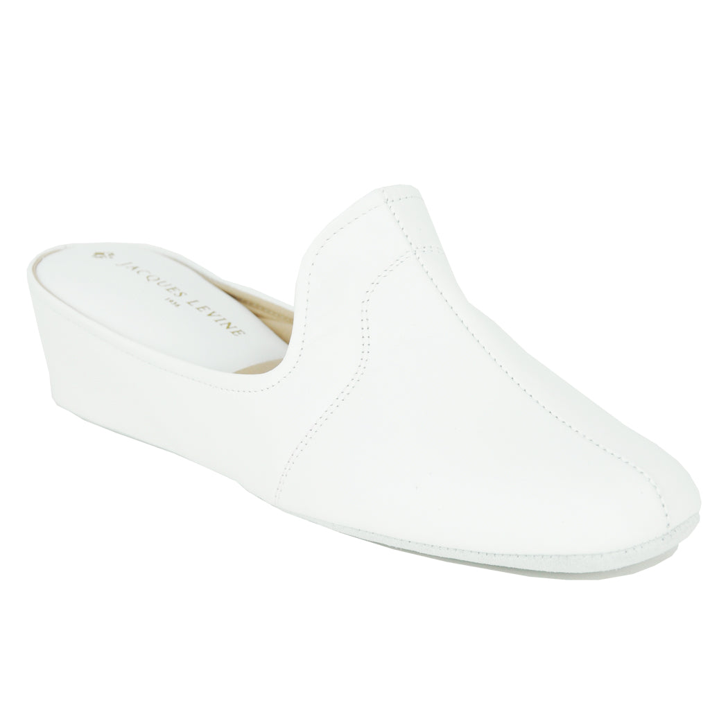 1018 Leather Wedge Slipper 6 / White / Medium