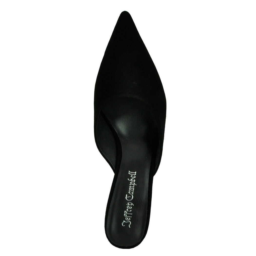 Unamused Suede Heel Mule – Footnotes