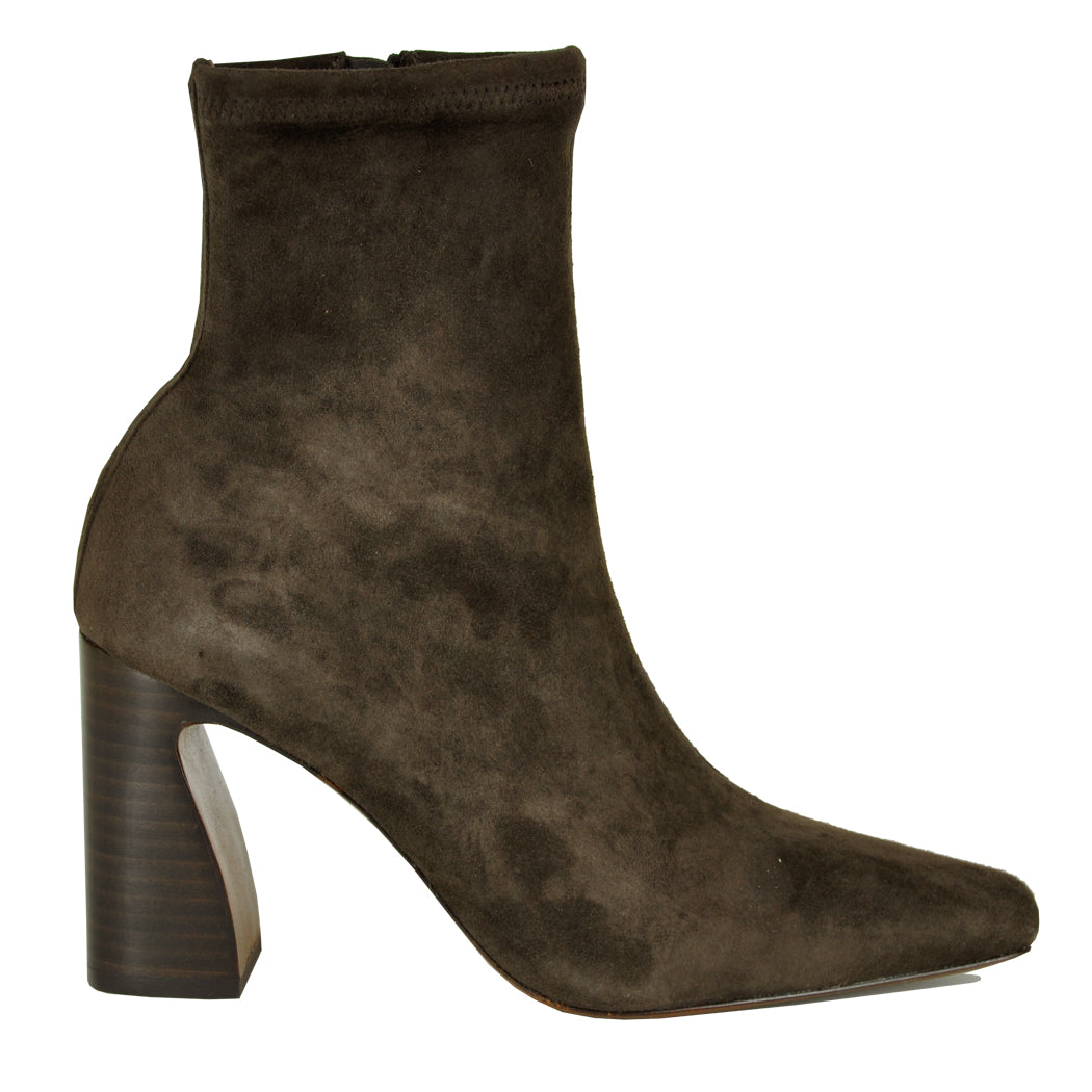 Chloe-Stretch Suede Heel Stretch Bootie