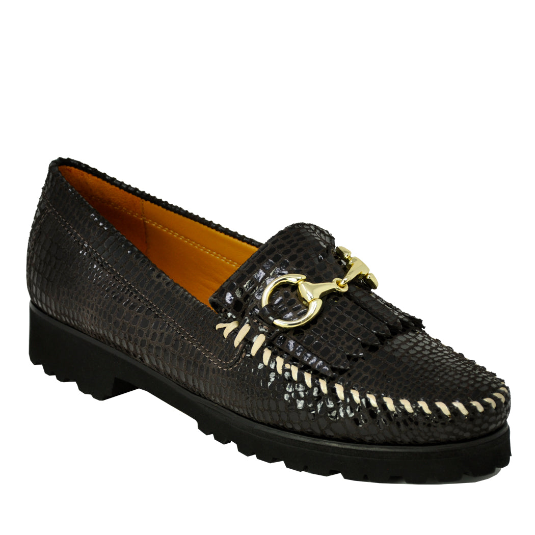 Broadwick Croco Patent Fringe Loafer