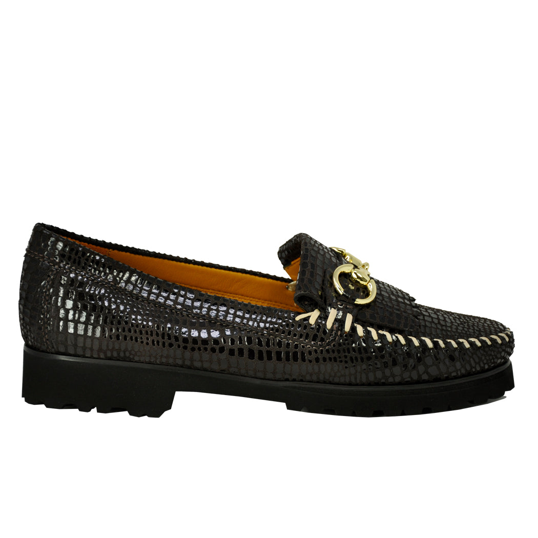 Broadwick Croco Patent Fringe Loafer