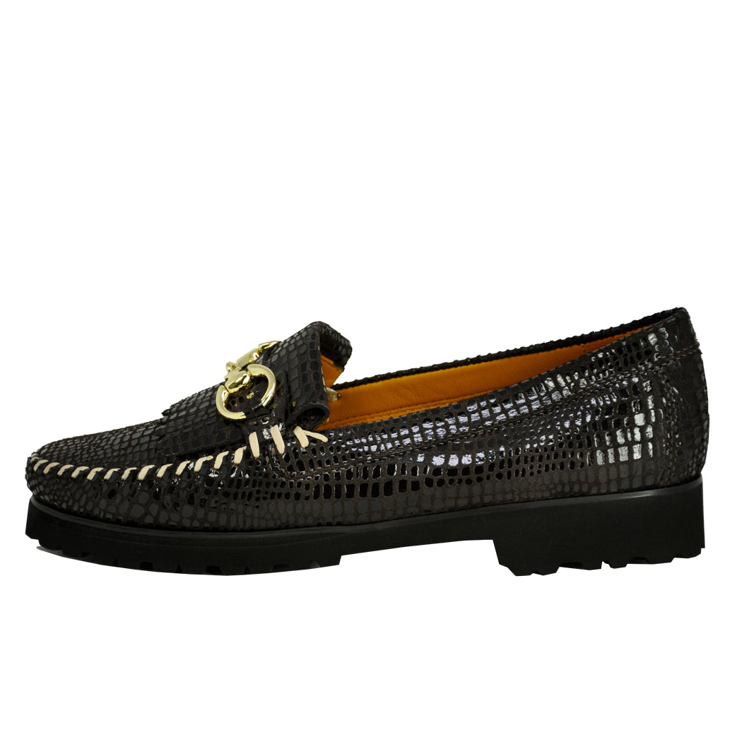Broadwick Croco Patent Fringe Loafer