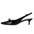 Senya Leather Heel Bow Slingback
