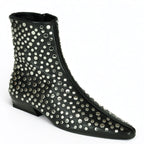 Wally-Flat-Ankle Studded Leather Flat Boot