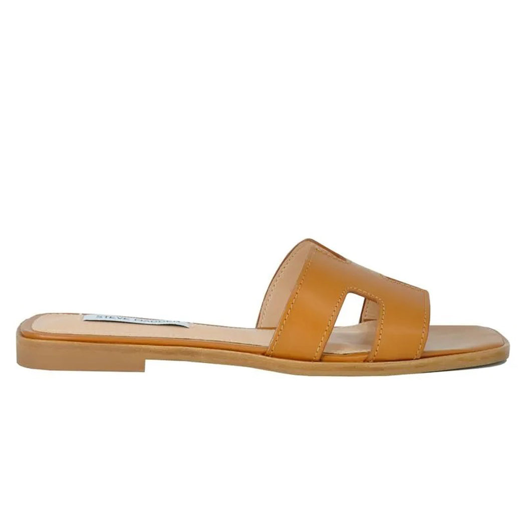 【Steve Madden】Hadyn レザー フラットサンダル スライド HADYN Black Leather Sandal | Women's Designer Sandals