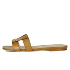 Via-Slide Leather Flat Slide