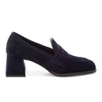 Lonzo Suede Penny Loafer Heel