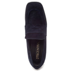 Lonzo Suede Penny Loafer Heel