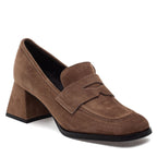 Lonzo Suede Penny Loafer Heel