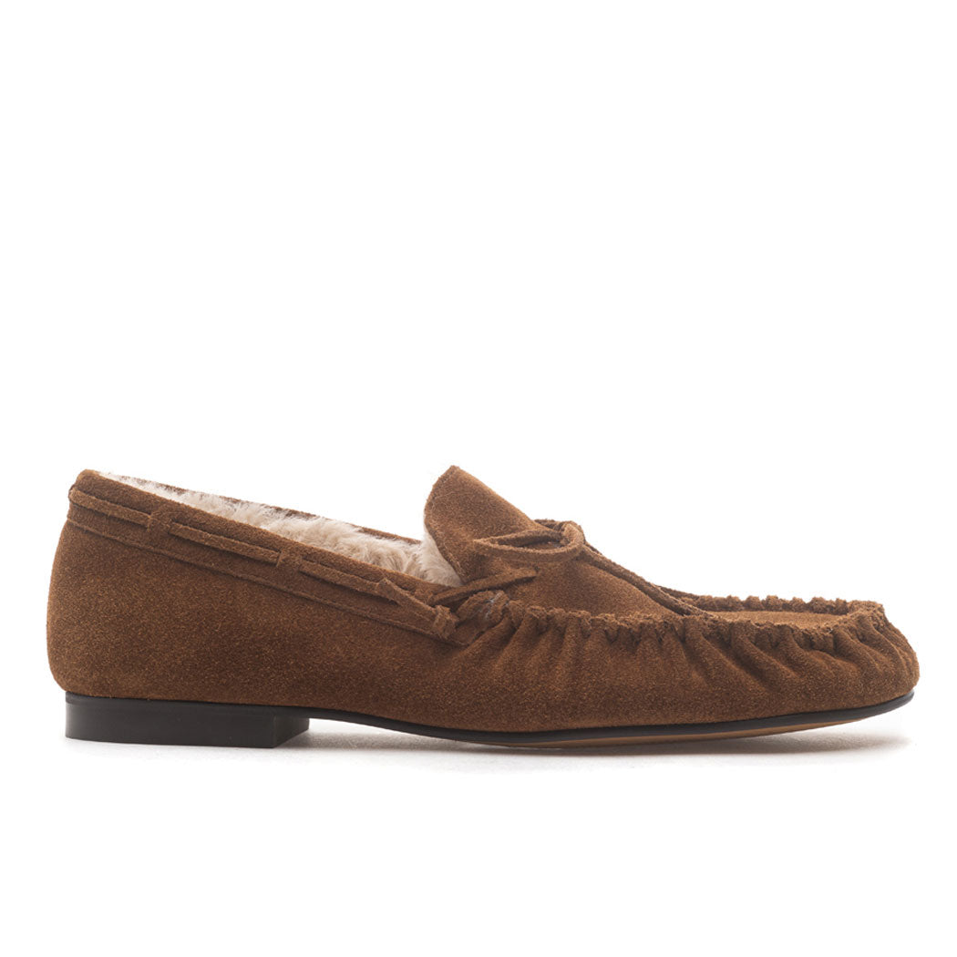Iman Suede Shearling Tie Loafer