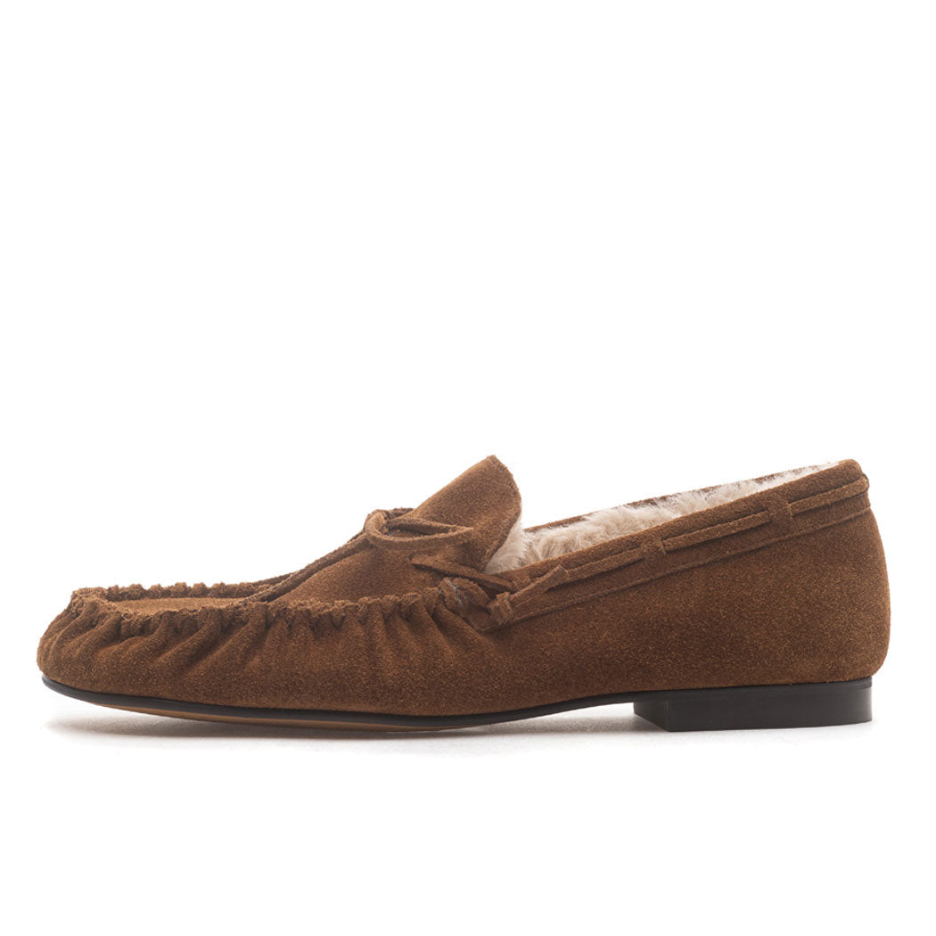 Iman Suede Shearling Tie Loafer