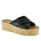 Irving Leather Crisscross Platform Slide