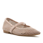 Lilah Suede Perforated Pointy Flat