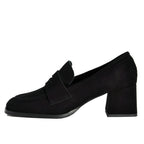 Lonzo Suede Penny Loafer Heel