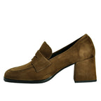 Lonzo Suede Penny Loafer Heel