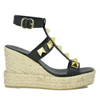 Meloni Leather Studded T-Strap Espadrille