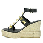 Meloni Leather Studded T-Strap Espadrille