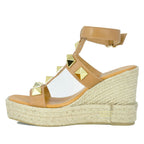 Meloni Leather Studded T-Strap Espadrille