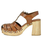 Pau T-Strap Wood Platform Sandal