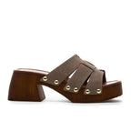 Penelope Suede Wood Heel Slide