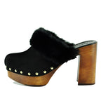 Princess Suede Fur Heel Clog