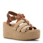 Shane Raffia TStrap Wedge Sandal