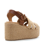 Shane Raffia TStrap Wedge Sandal