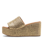 Sienna Metallic Raffia Wedge Slide