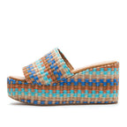 Sienna Multicolor Raffia Wedge Slide